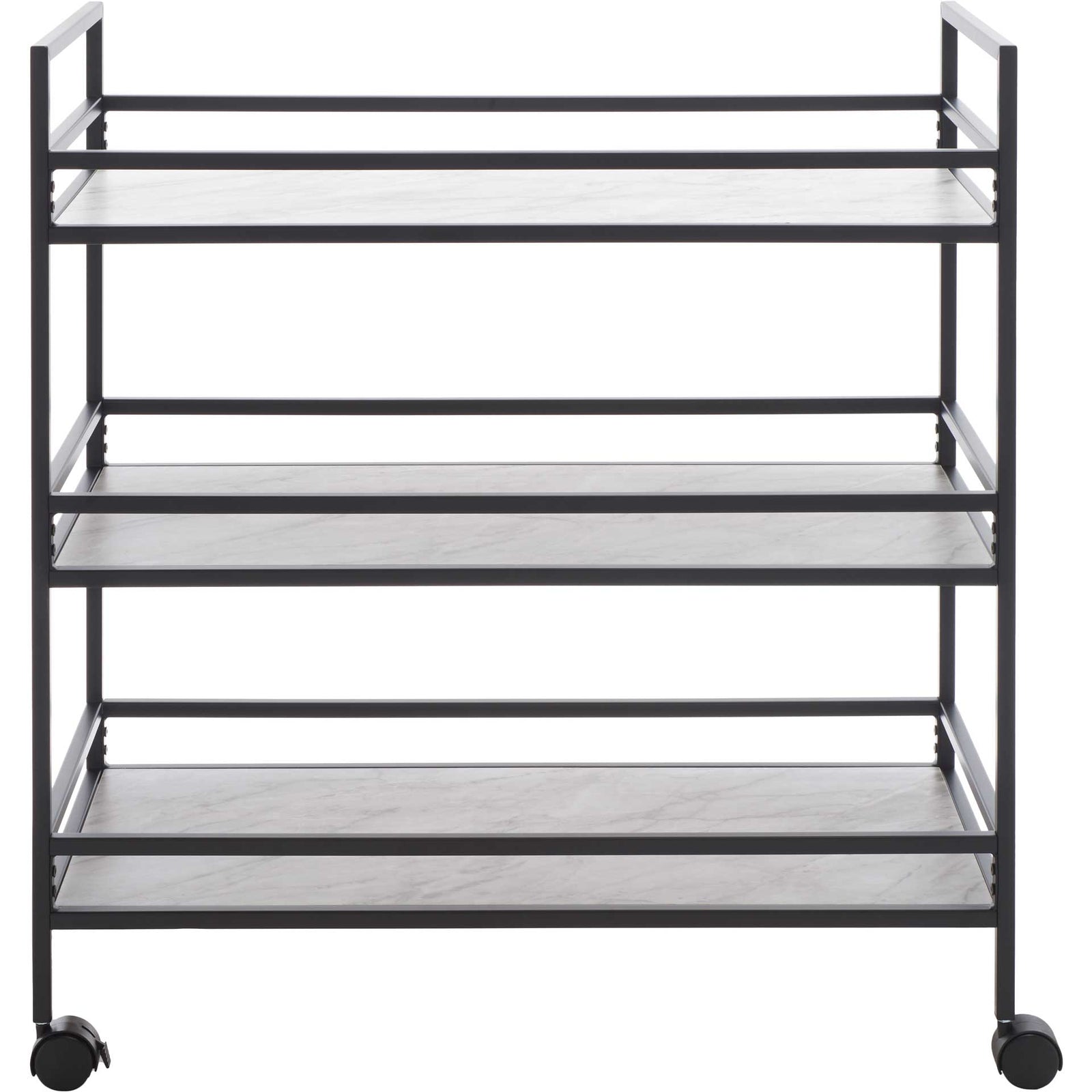 Idris 3 Tier Bar Cart Matte Black/Marble