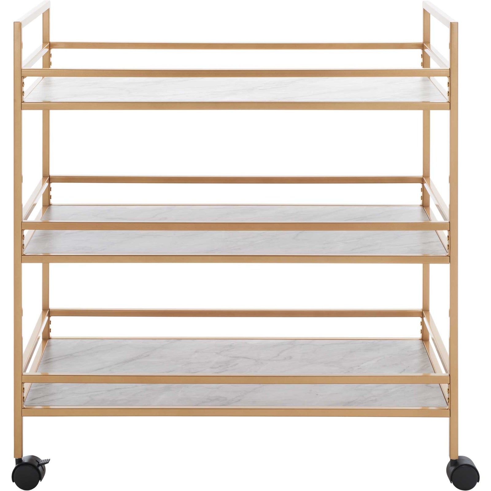 Idris 3 Tier Bar Cart Gold/Marble
