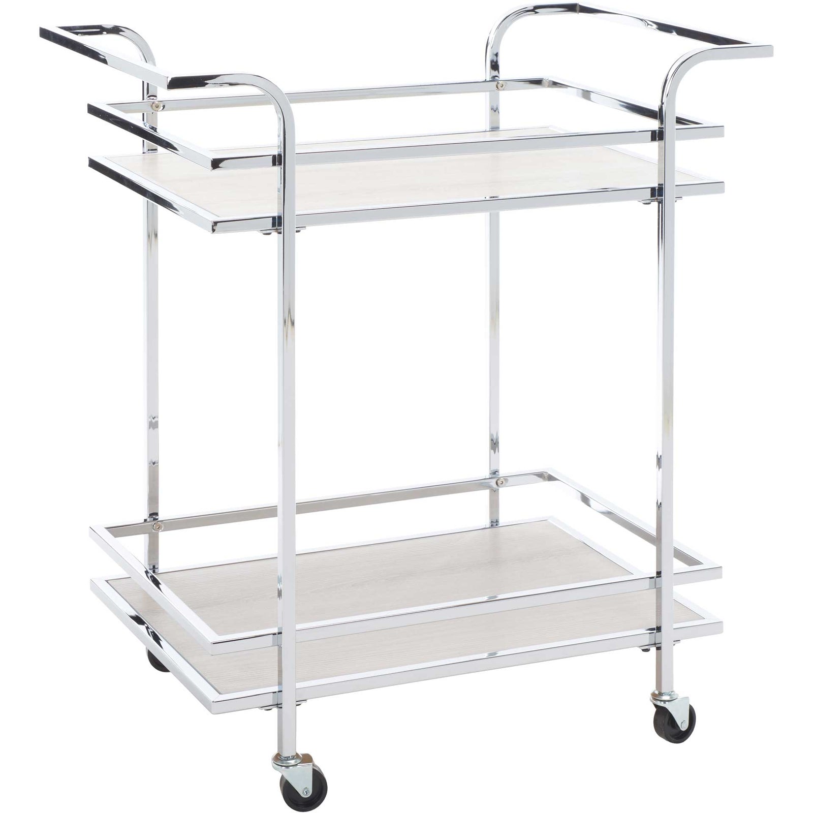 Lameka 2 Tier Bar Cart Chrome/Gray