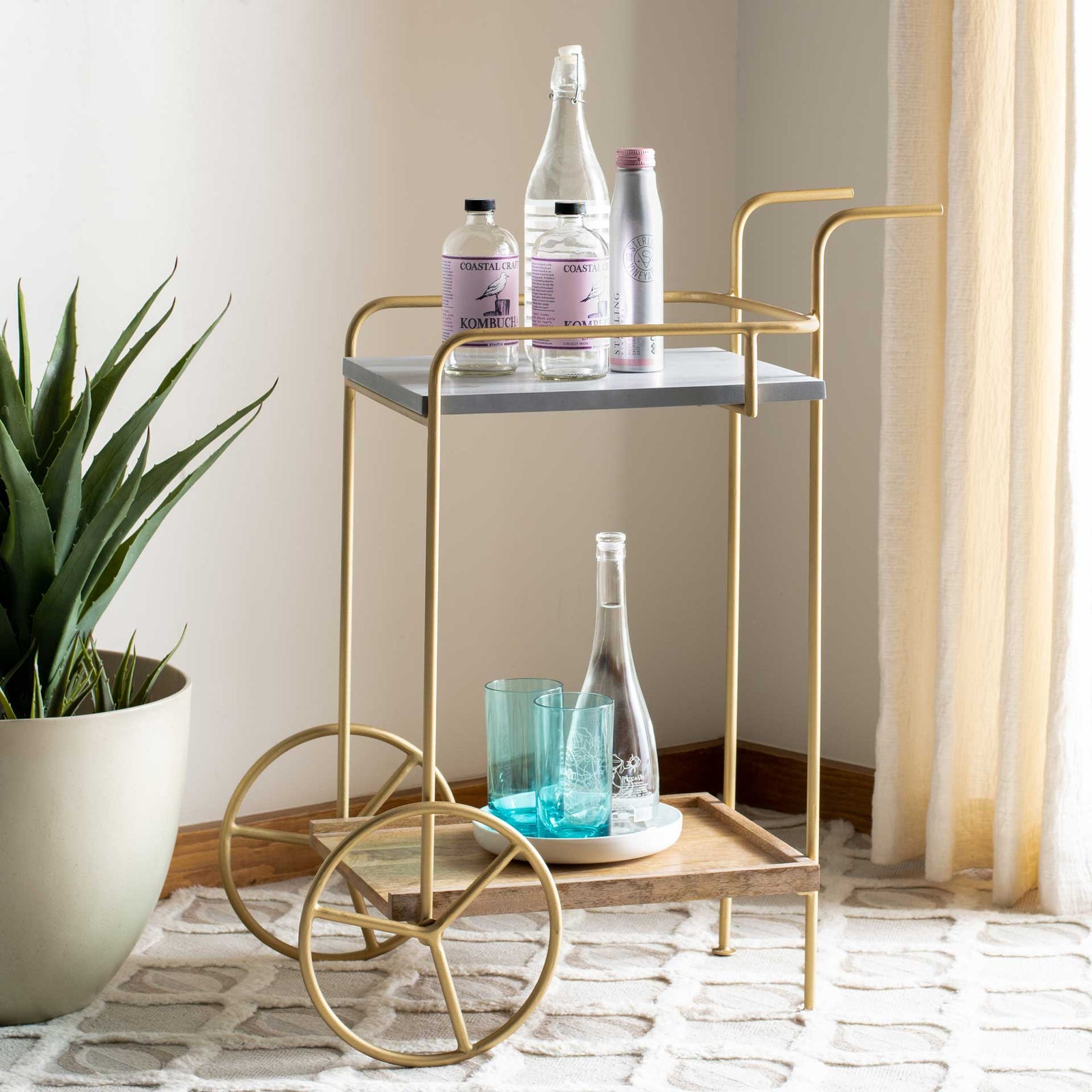 Handira 2 Tier Bar Cart Natural