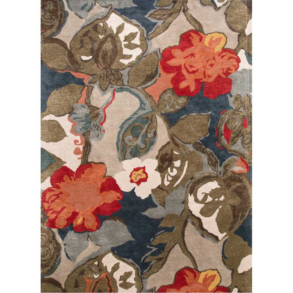 Blue Petal Pusher Indigo/Silver Gray Area Rug