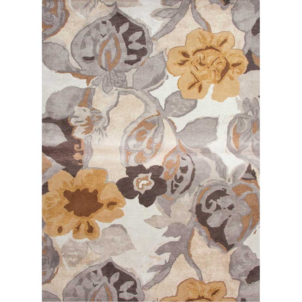 Blue Petal Pusher White/Nickel Area Rug