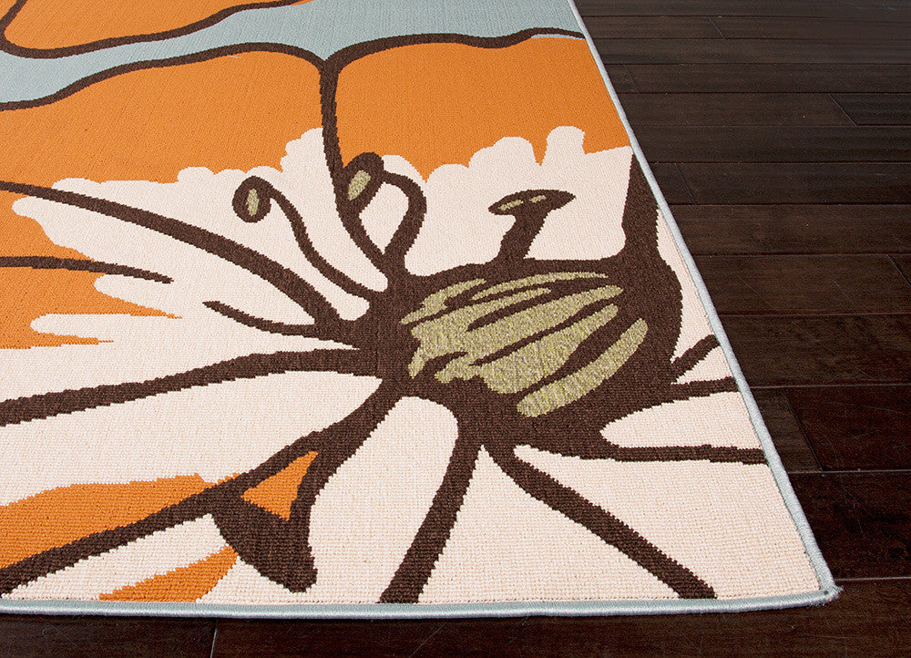 Bloom Porch Blue Surf/Yam Area Rug