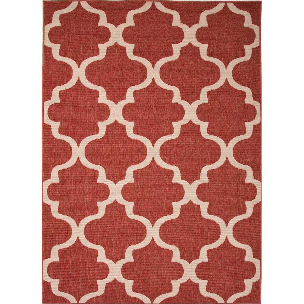 Bloom Stamped Jester Red/Birch Area Rug