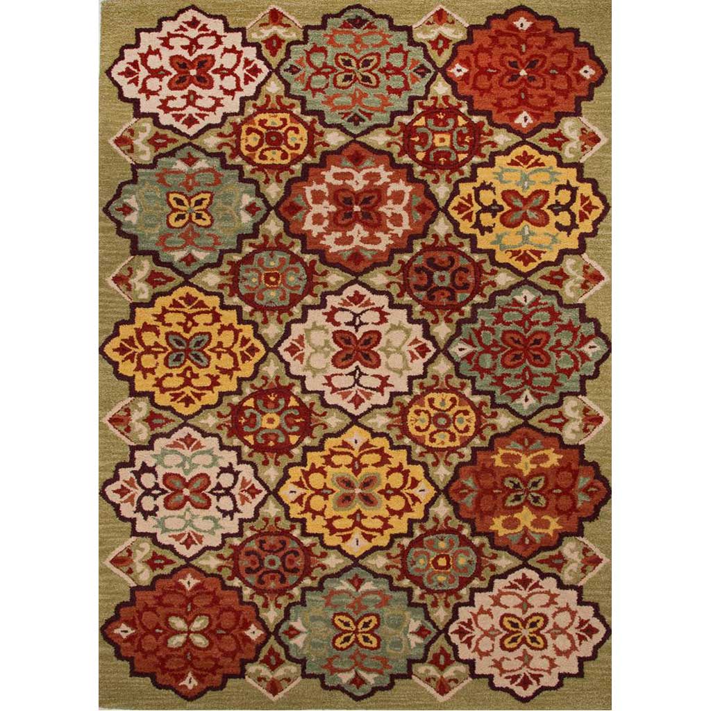 Bristol Lisboa Green Bananas/Orange Rust Area Rug