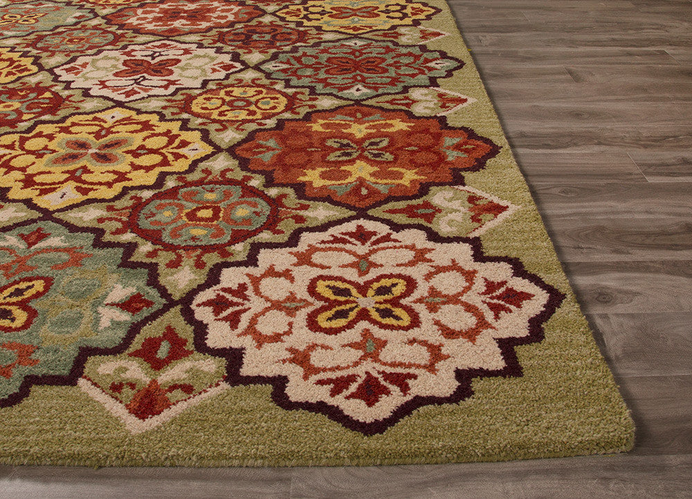 Bristol Lisboa Green Bananas/Orange Rust Area Rug