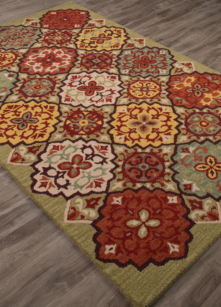 Bristol Lisboa Green Bananas/Orange Rust Area Rug