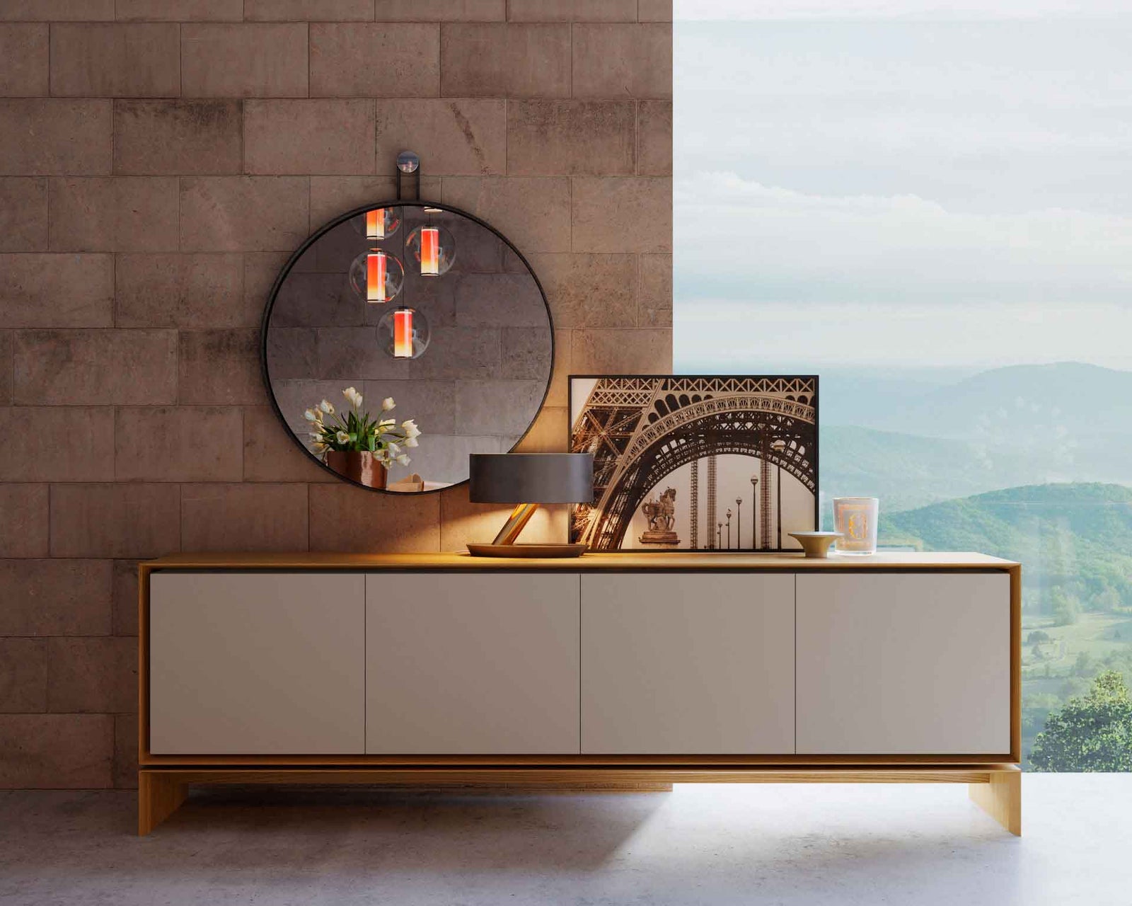 Barnes Sideboard Natural Oak/Frosted Almond