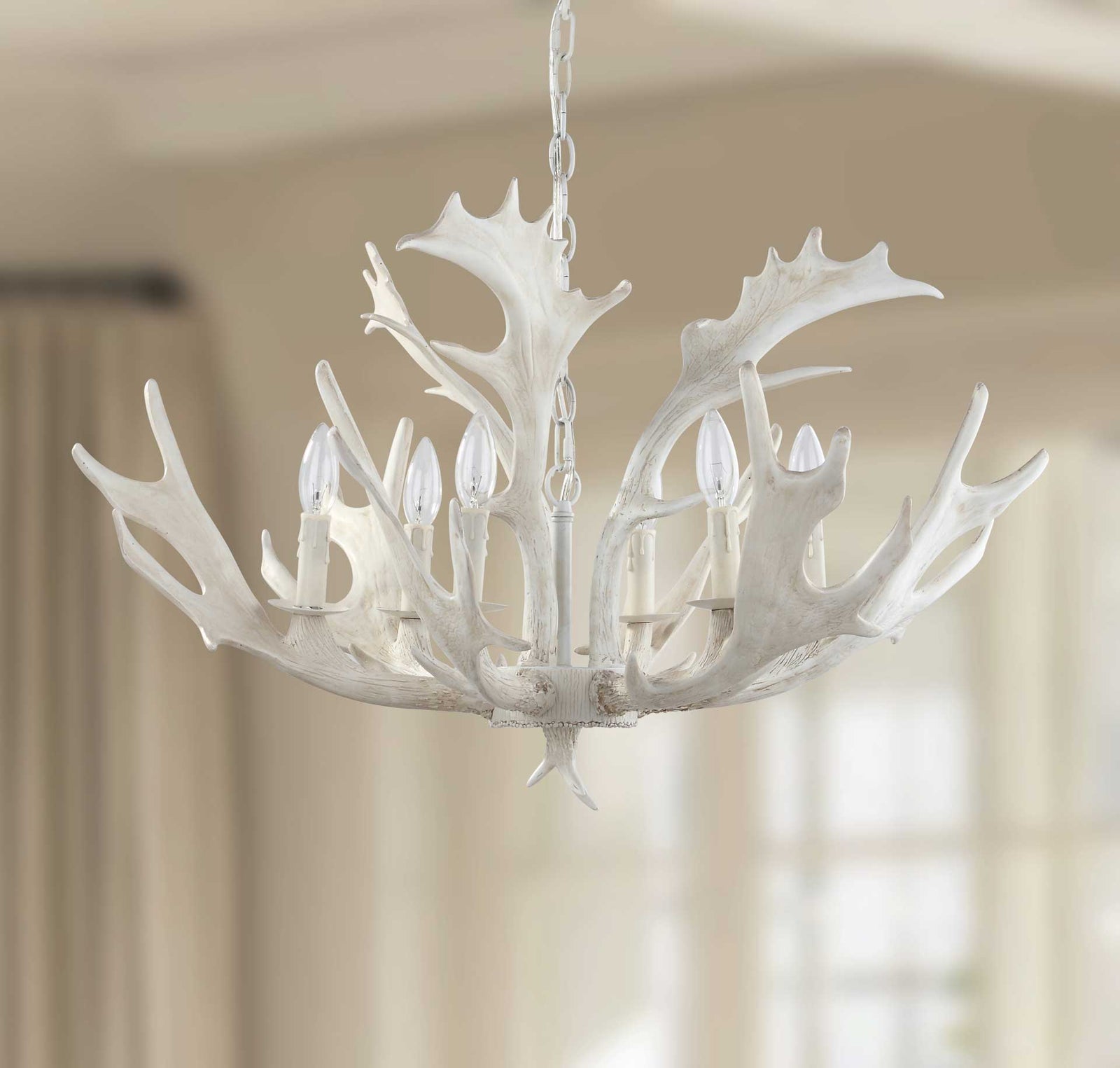 Bixby Antler Chandelier White