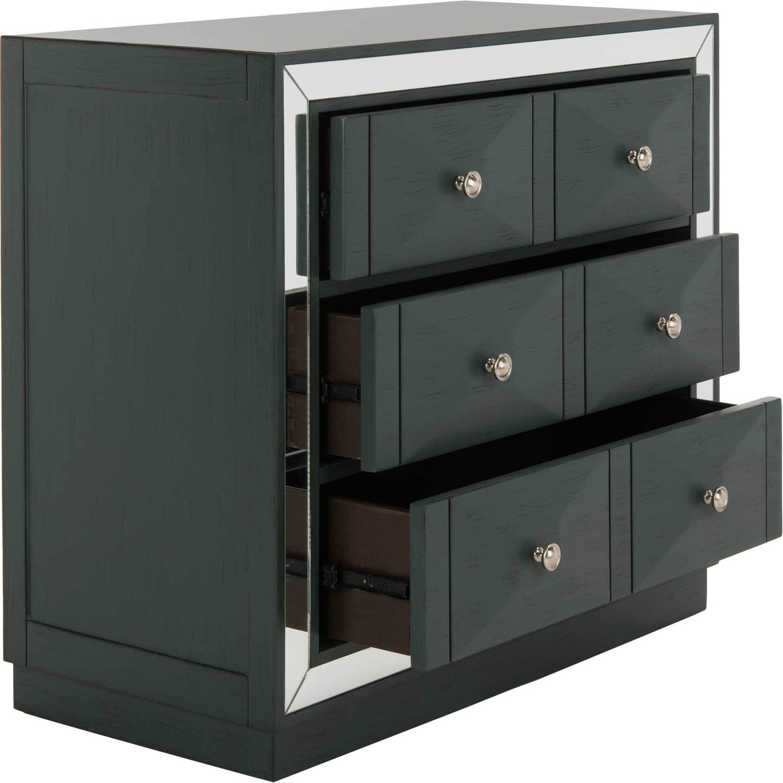 Slade 3 Drawer Chest Steel Teal/Nickel/Mirror