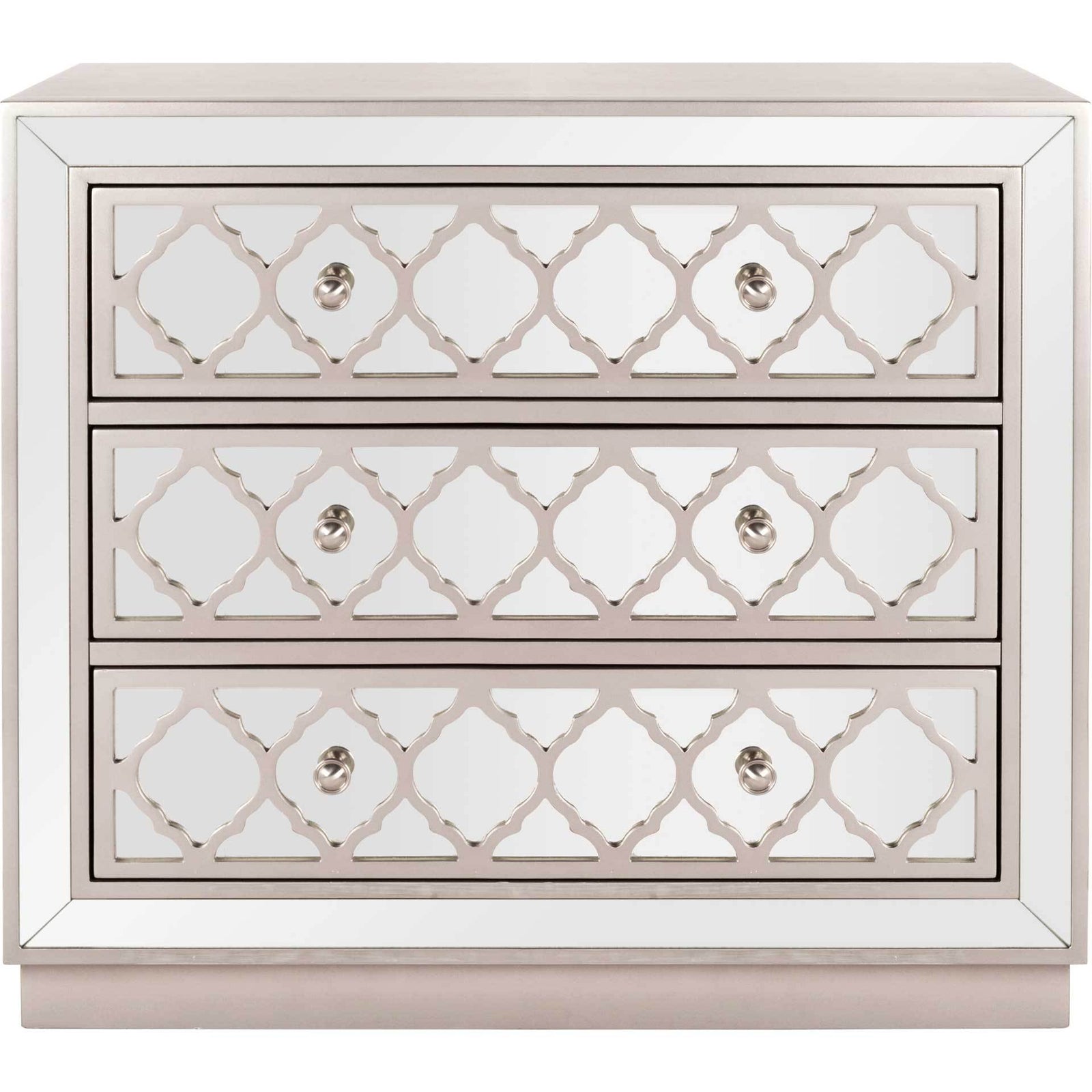 Amira 3 Drawer Chest Champagne/Nickel/Mirror