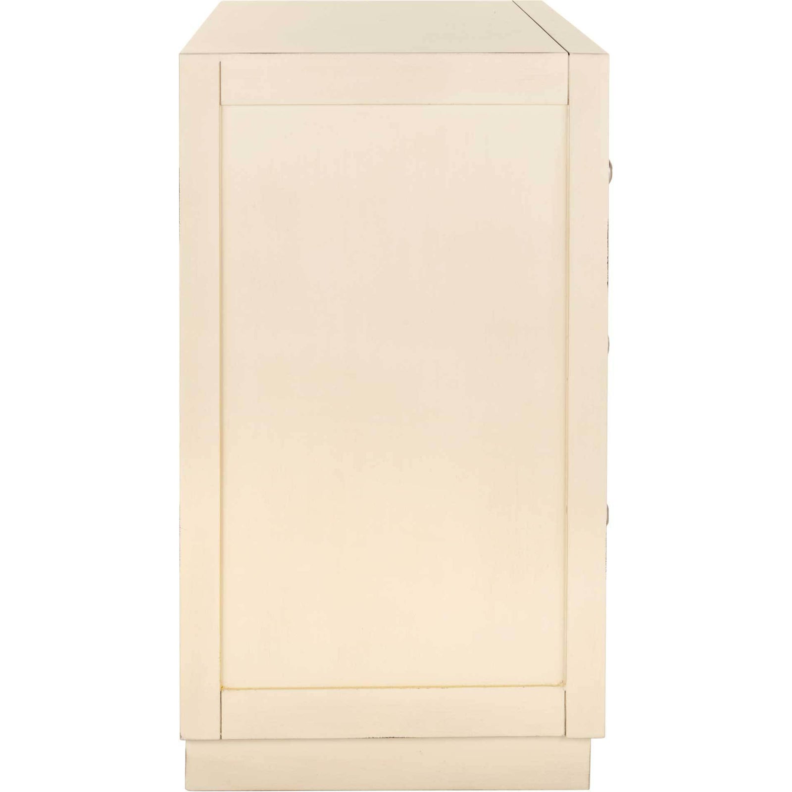 Sid 3 Drawer Chest Antique Beige/Nickel/Mirror