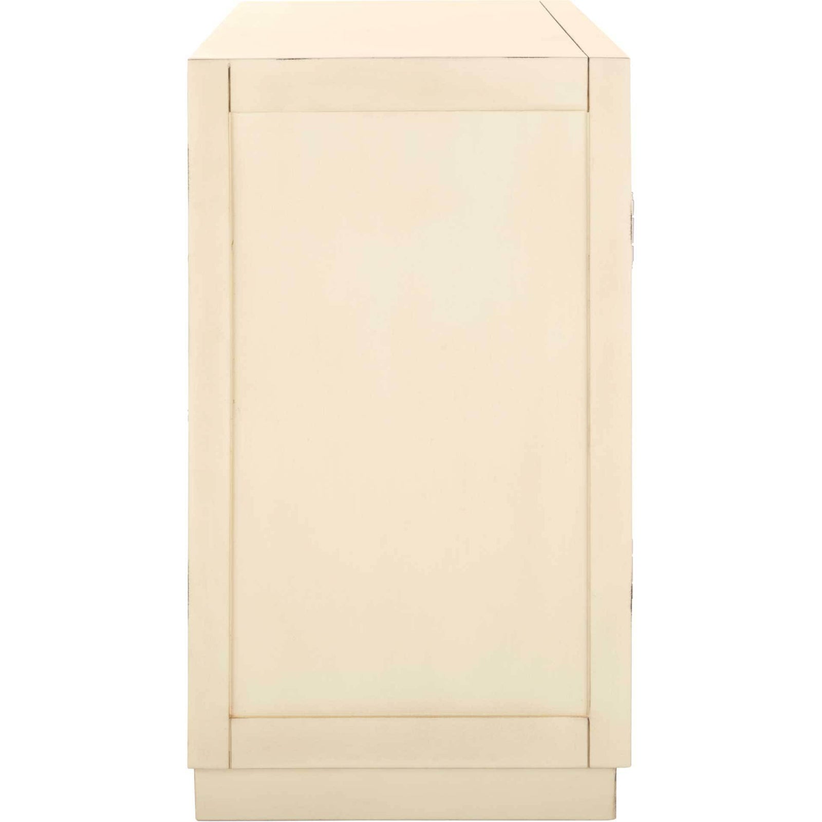 Kara 2 Door Chest Antique Beige/Nickel/Mirror