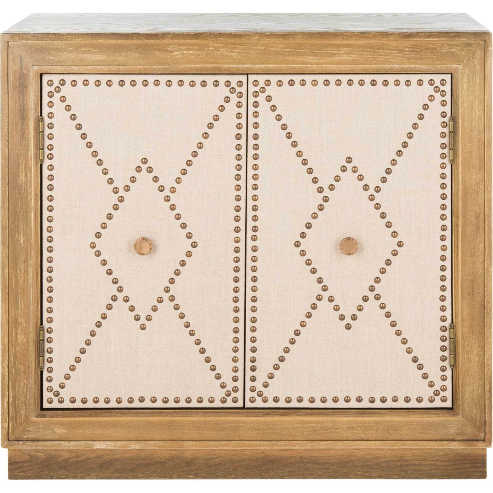 Erabella 2 Door Chest Oak Linen/Copper/Mirror