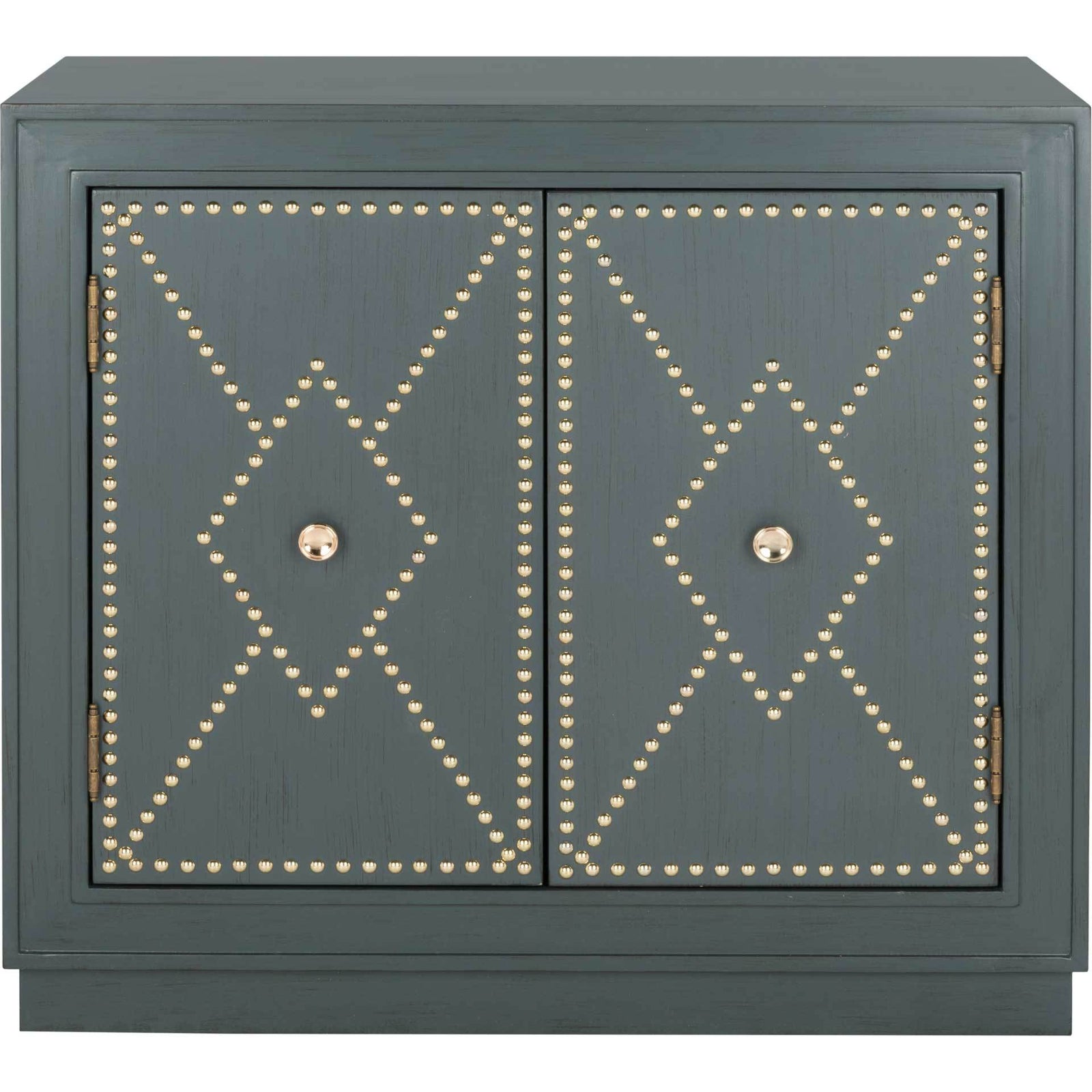 Erabella 2 Door Chest Steel Teal Linen/Gold/Mirror