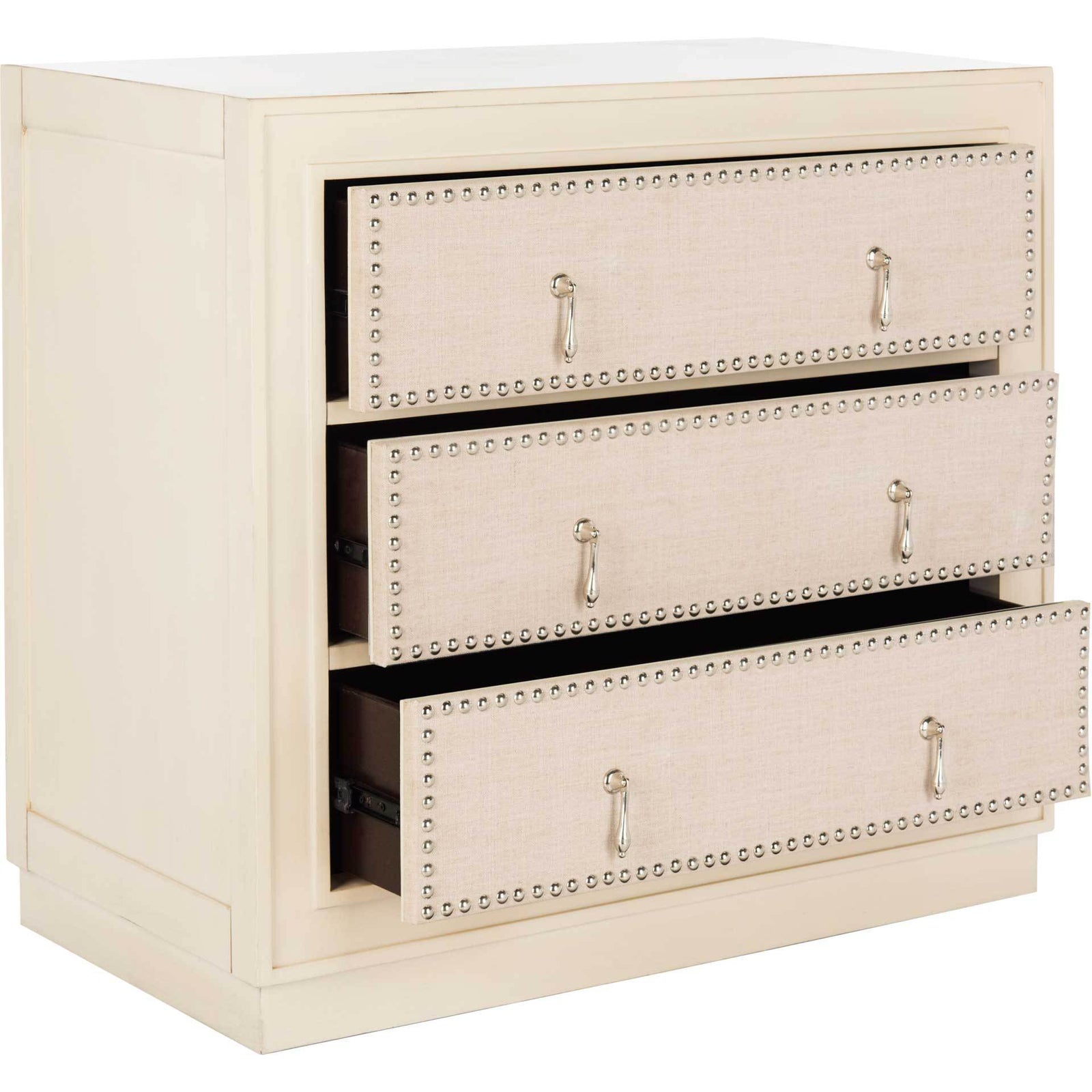 Lawson 3 Drawer Chest Antique Beige/Nickel