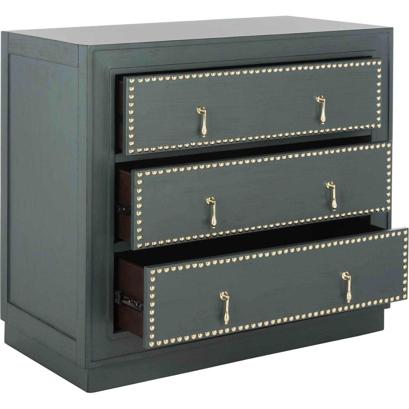 Lawson 3 Drawer Chest Steel Teal/Gold