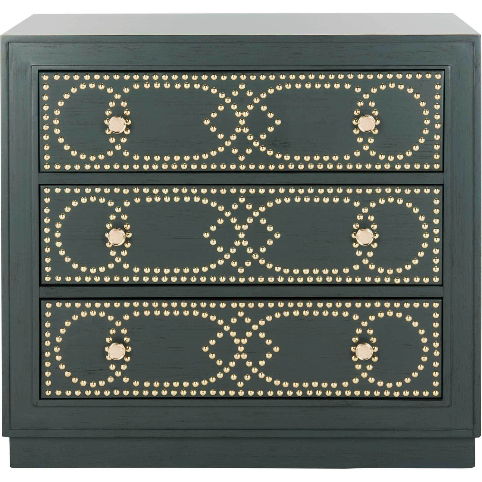 Aubrey 3 Drawer Chest Steel Teal/Gold