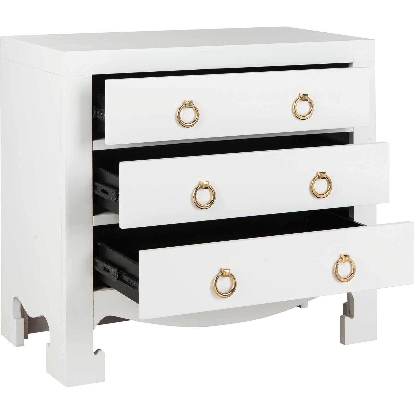 Dillon 3 Drawer Chest White/Gold