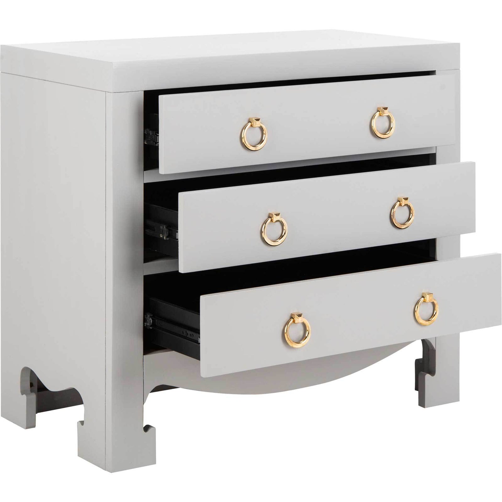 Dillon 3 Drawer Chest Gray/Gold