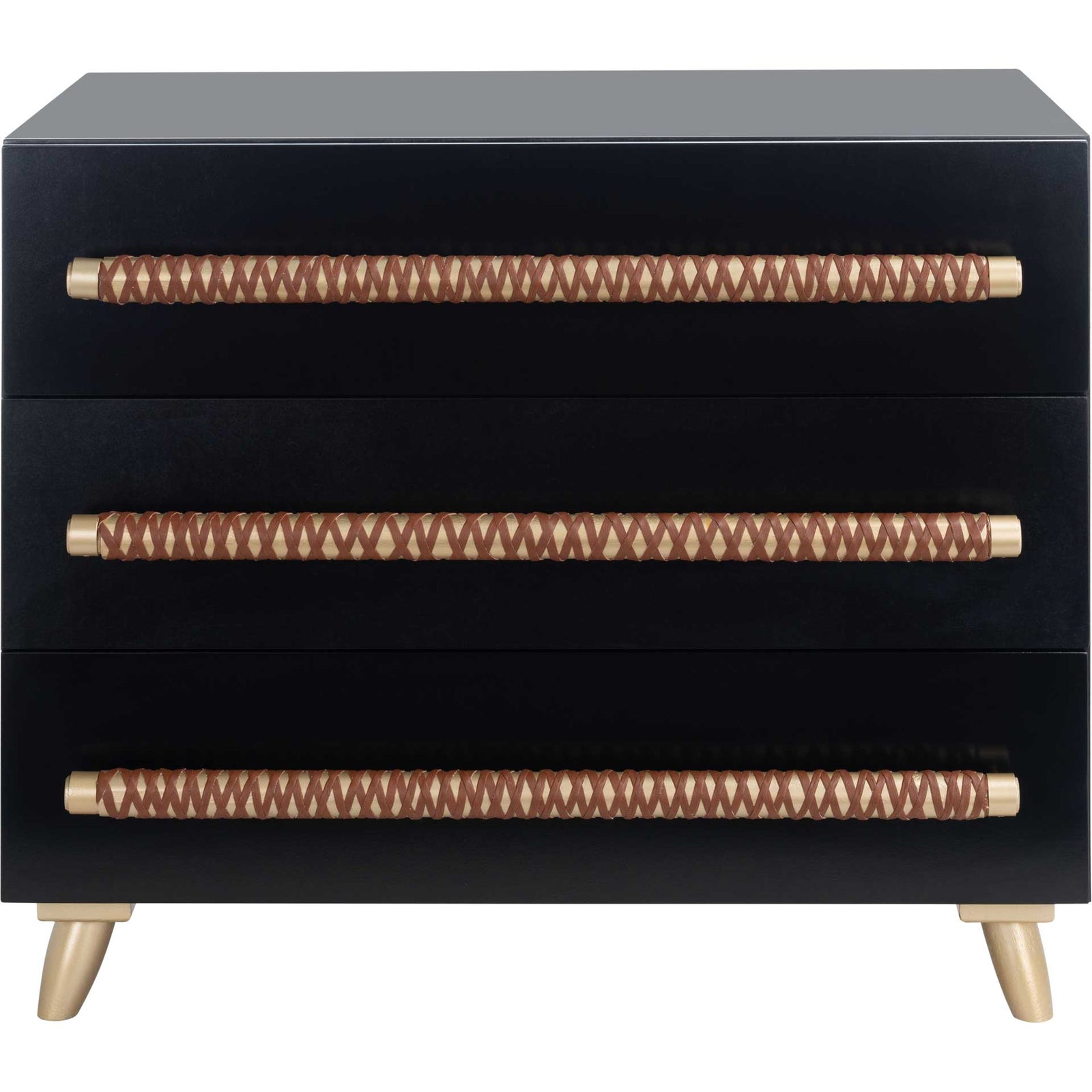 Raylan 3 Drawer Chest Black/Gold/Brown
