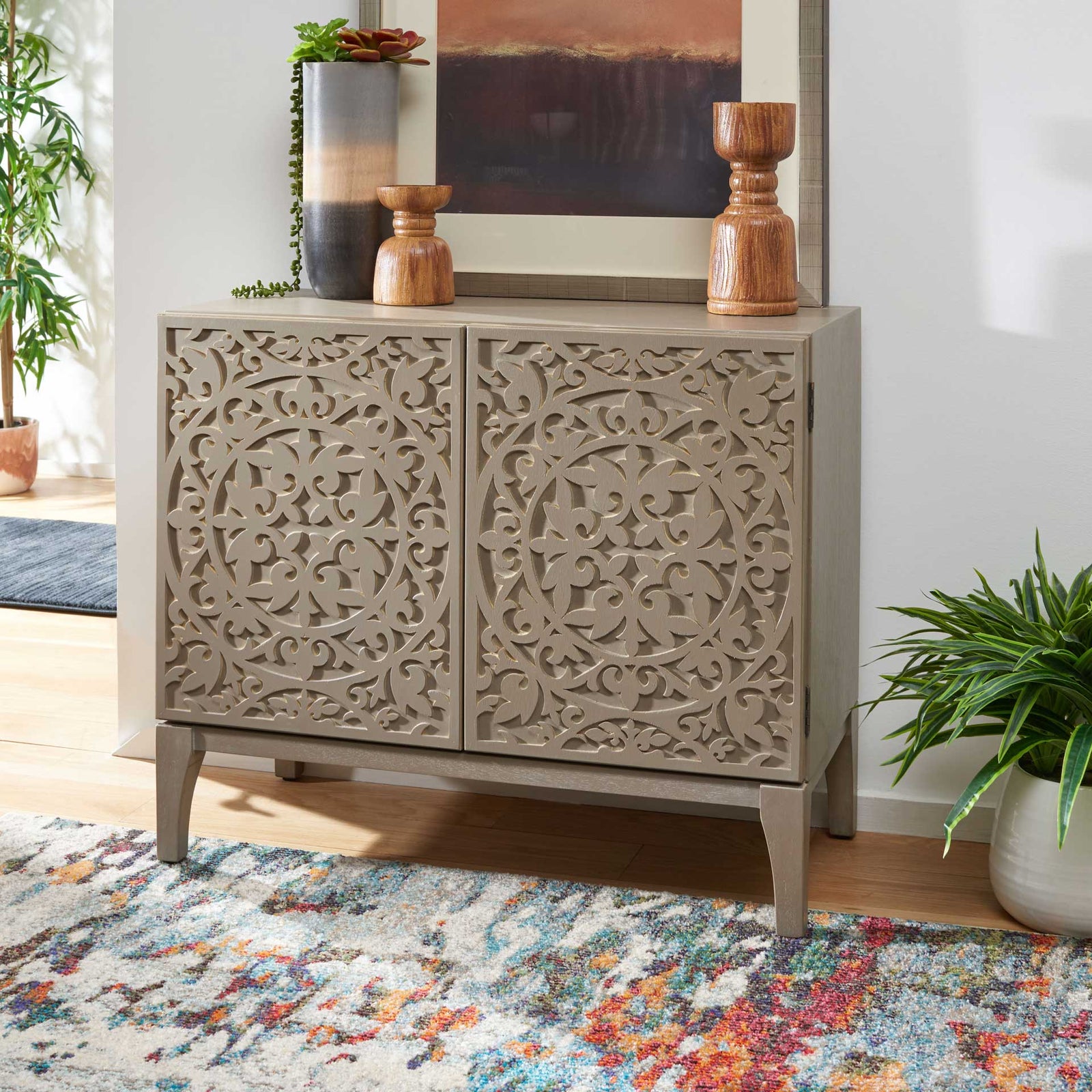 Alaia 2 Door 2 Shelf Chest Antique Gray