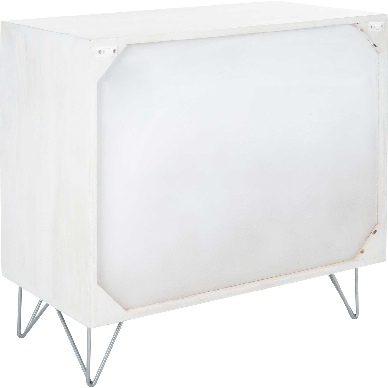 Macey 3 Drawer Chest White Wash/Silver