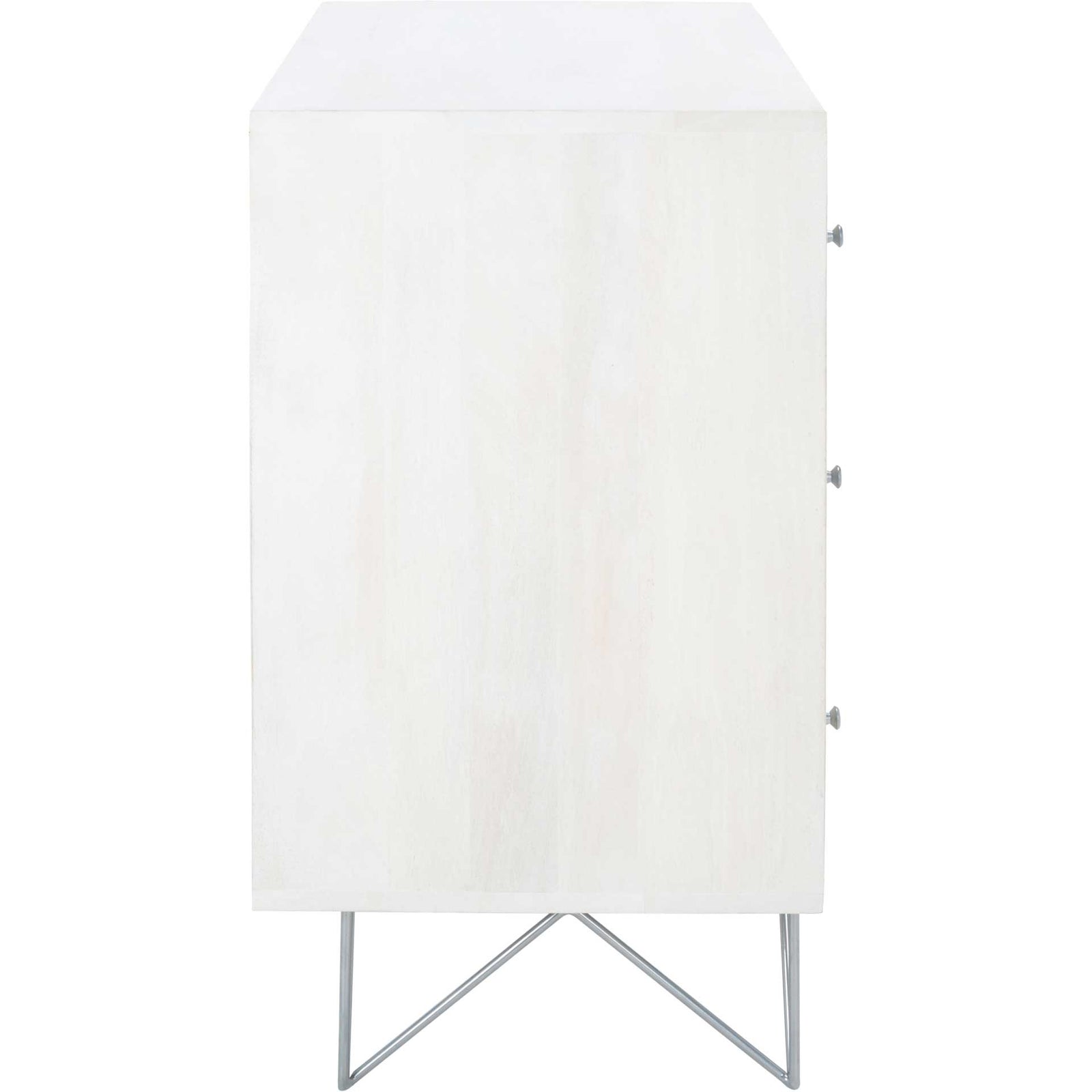 Macey 3 Drawer Chest White Wash/Silver