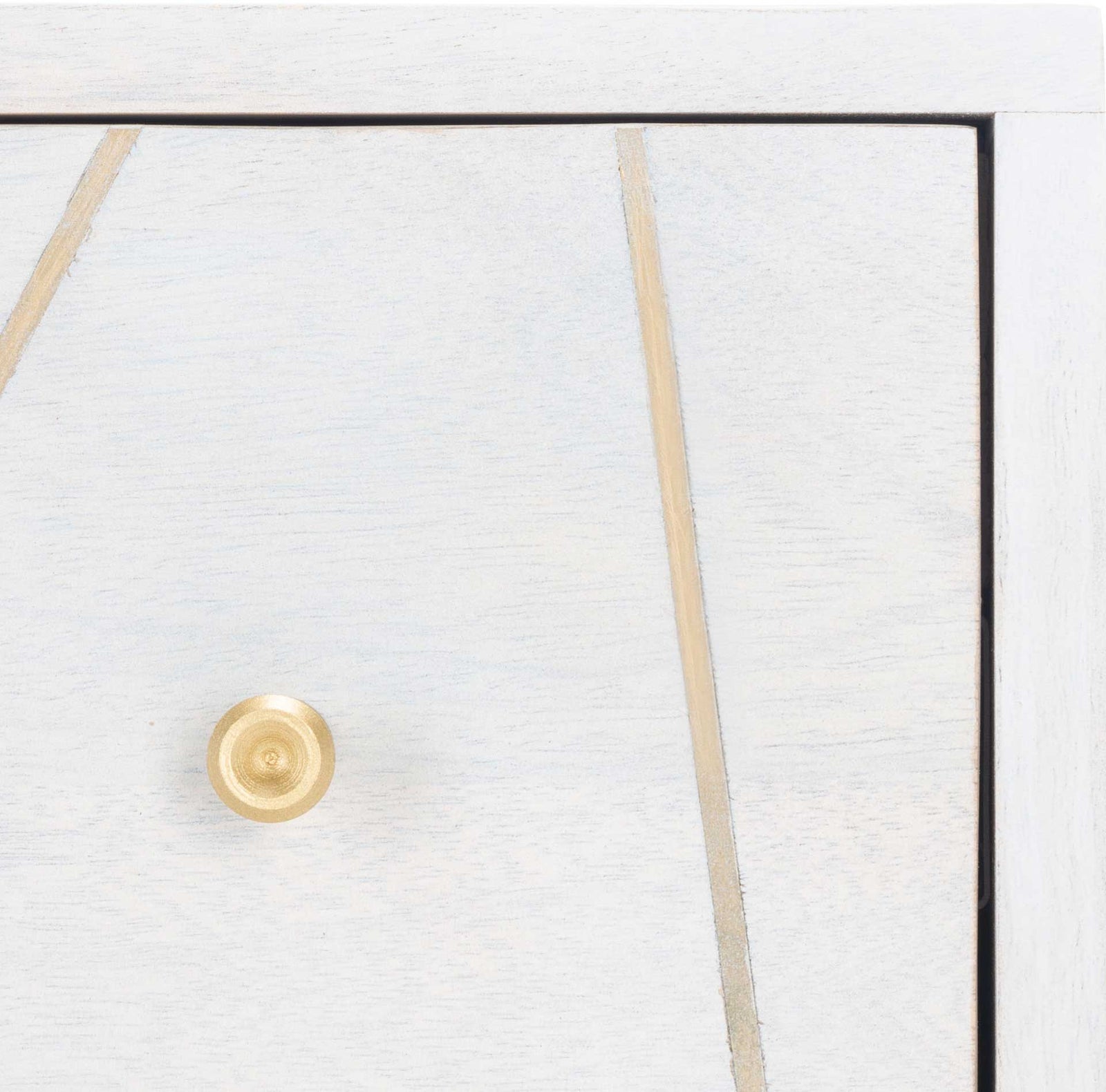 Macey 3 Drawer Chest White Wash/Brass