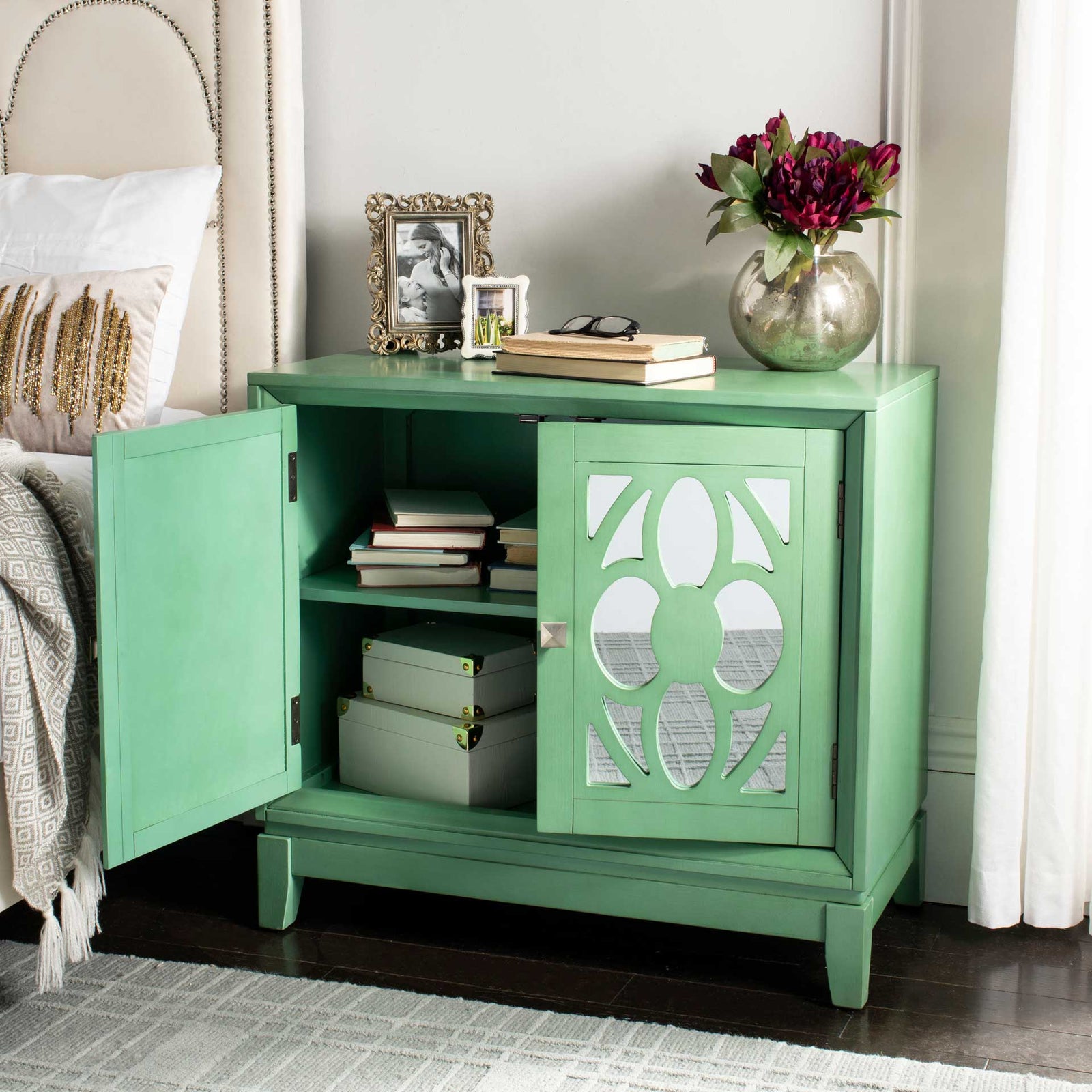Shadi 2 Door Chest Turquoise/Mirror