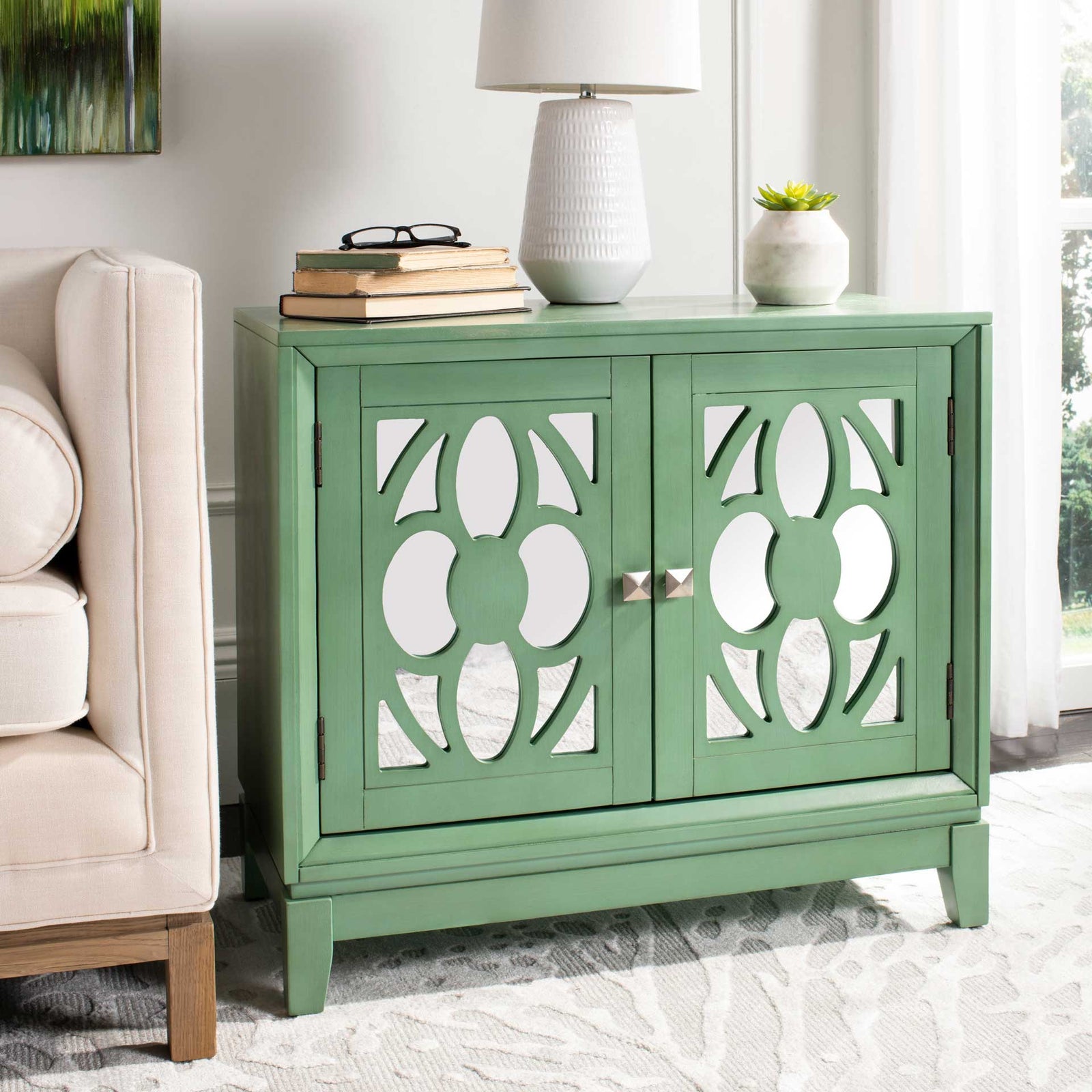 Shadi 2 Door Chest Turquoise/Mirror