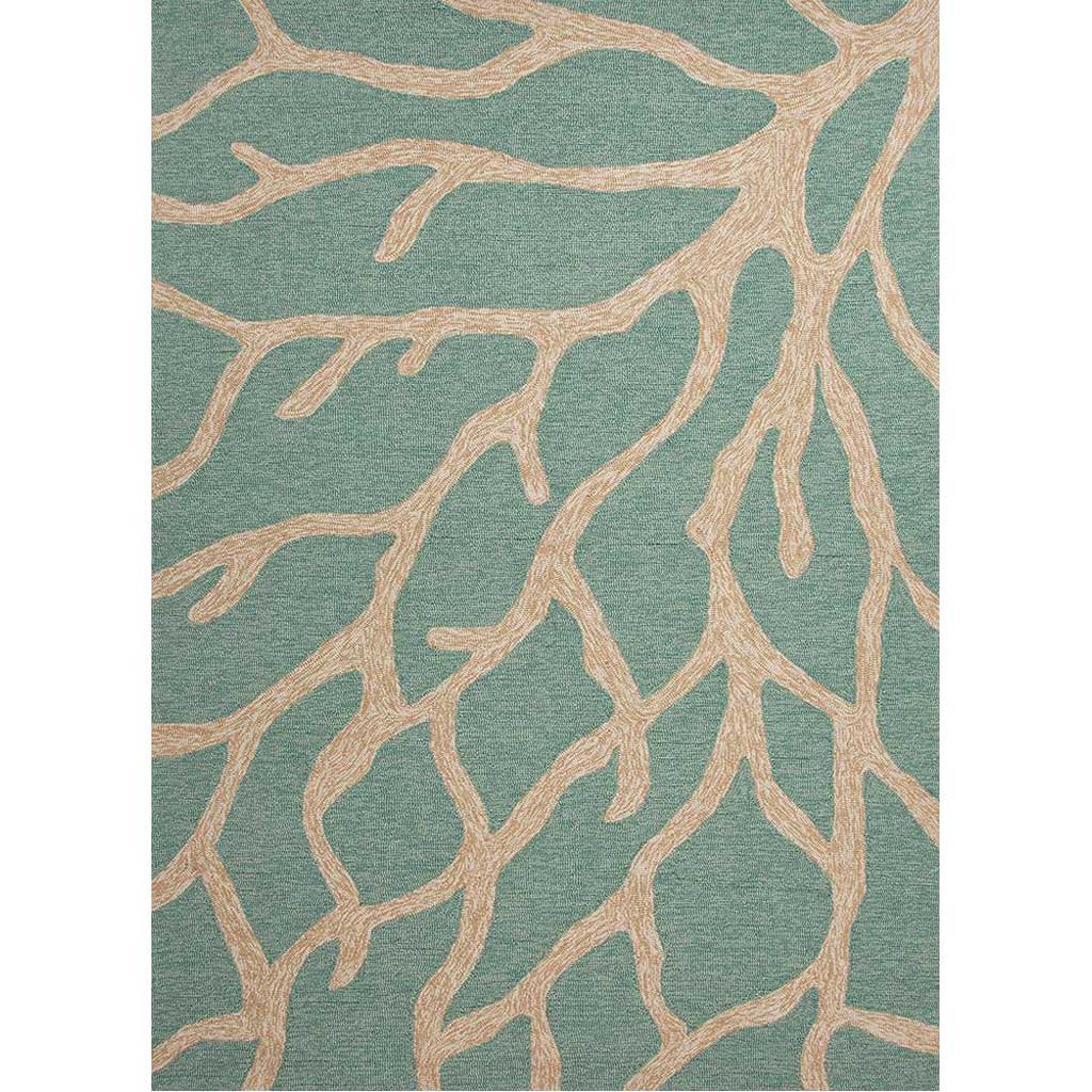Coastal Lagoon Coral Frosty Green Area Rug