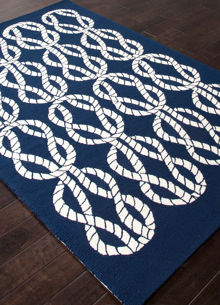 Coastal Lagoon Roped In Blue/White Area Rug