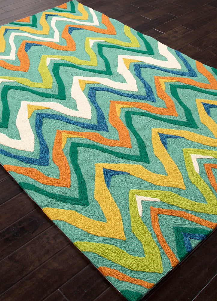 Coastal Lagoon Bahia Green/White Area Rug