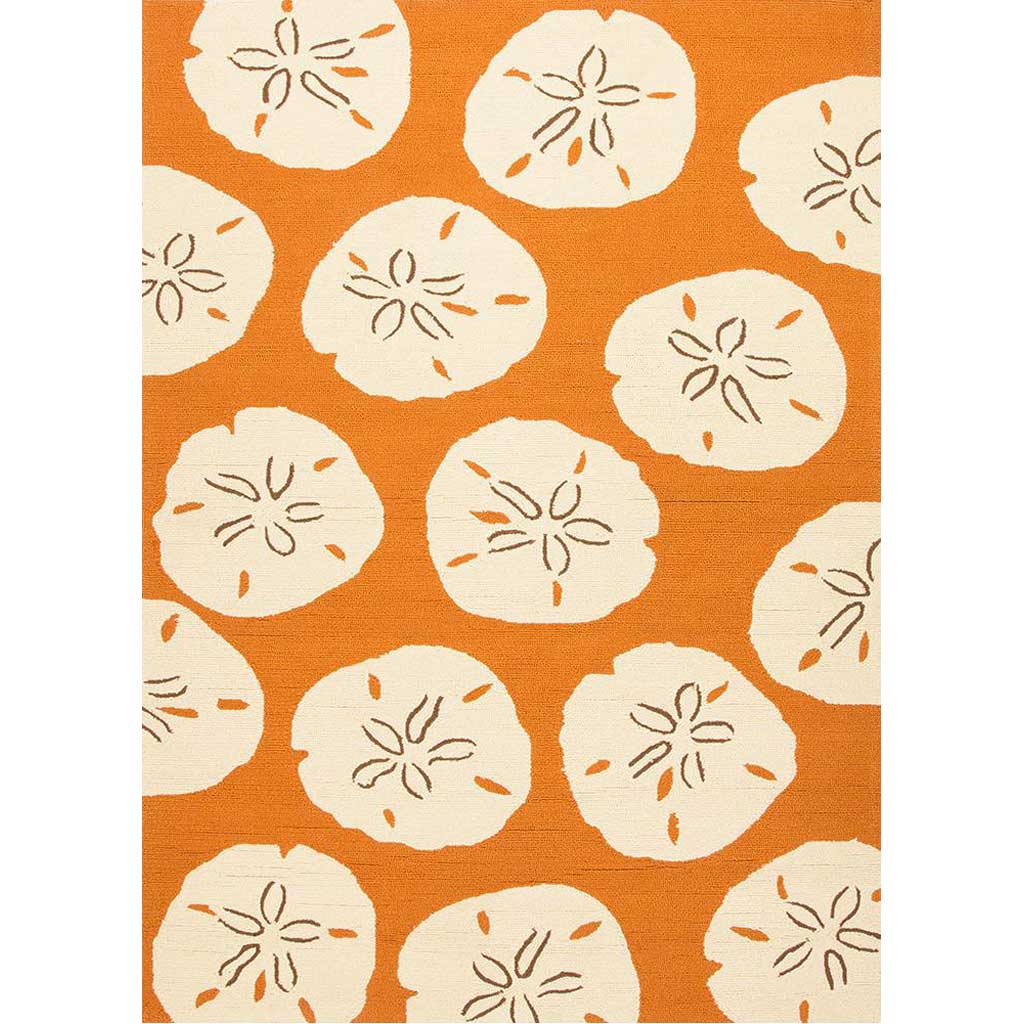 Coastal Lagoon Sand Dollar Orange/White Area Rug