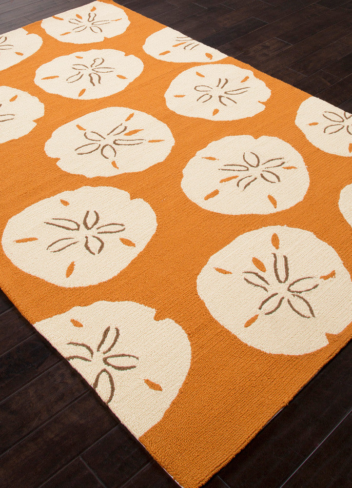 Coastal Lagoon Sand Dollar Orange/White Area Rug