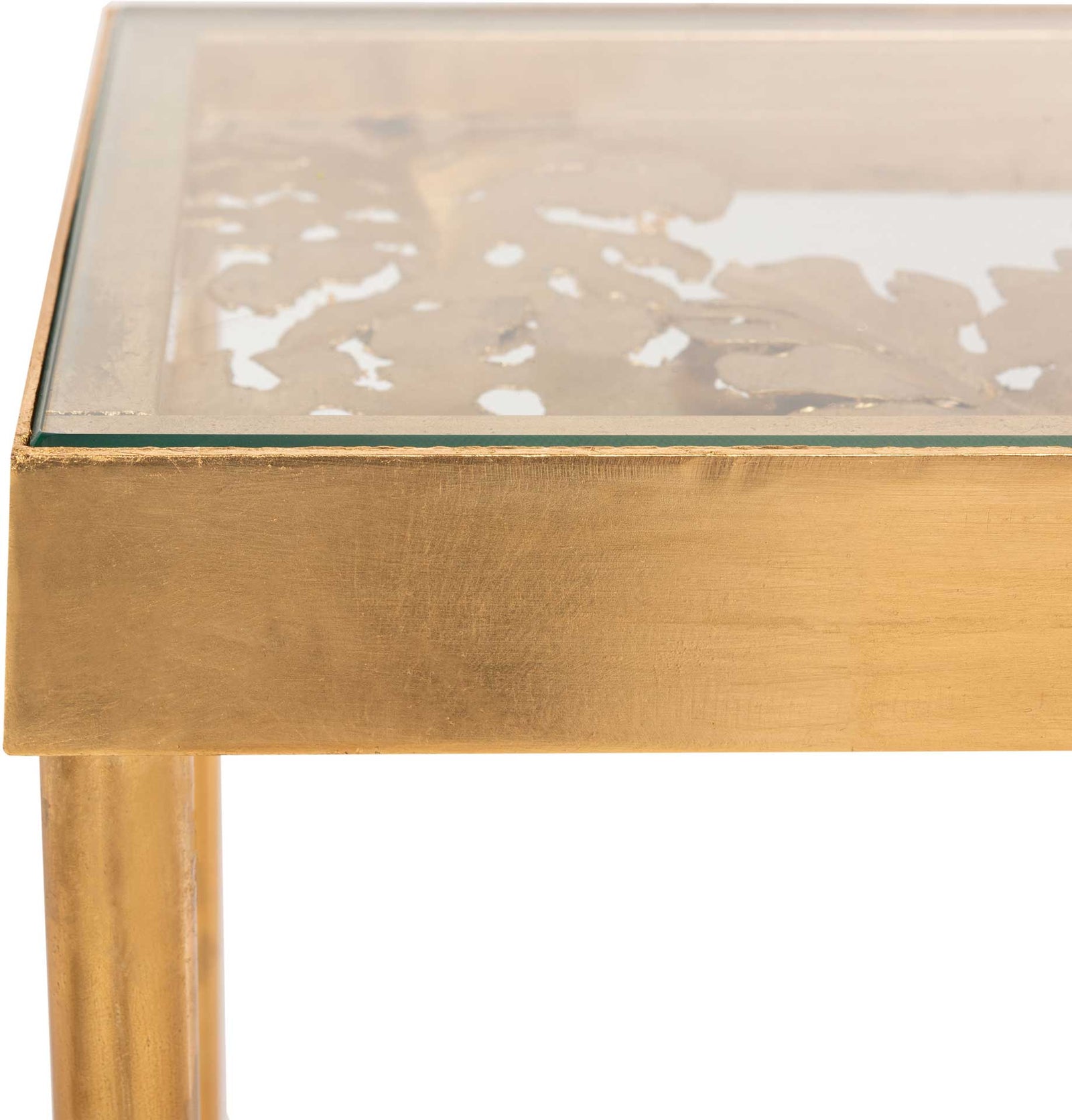 Leonie Palm Leaf Console Table Gold/Glass