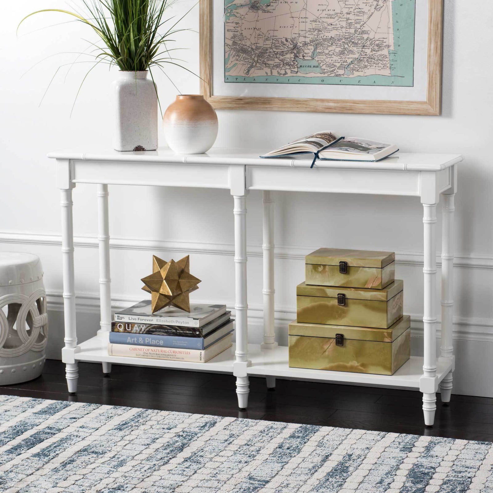 Nolan Coastal Bamboo Console Table White