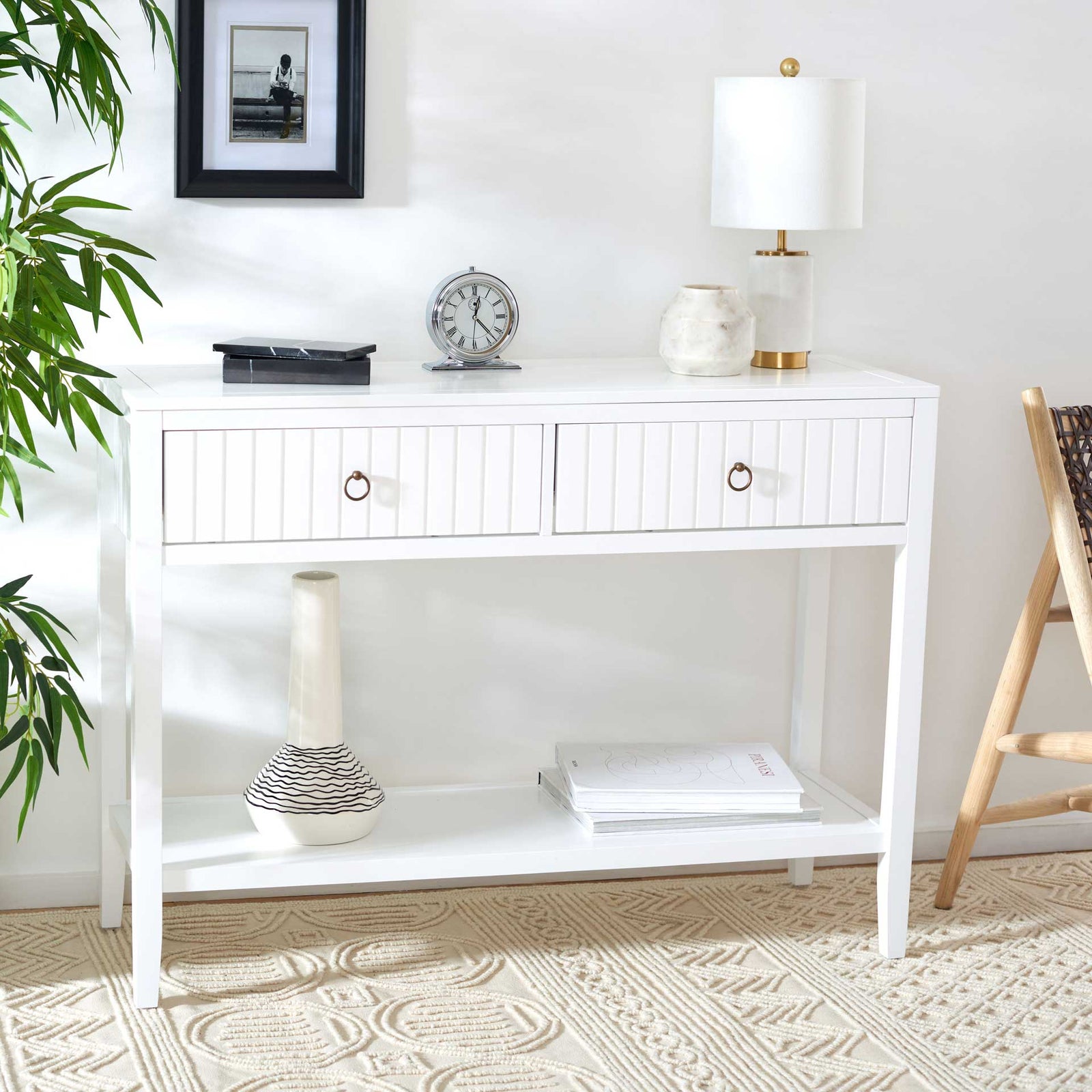 Terri 2 Drawer Console Table White