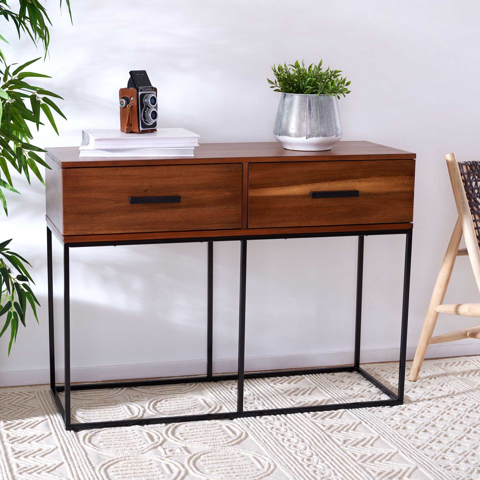 Marcene 2 Drawer Console Table Brown/Black