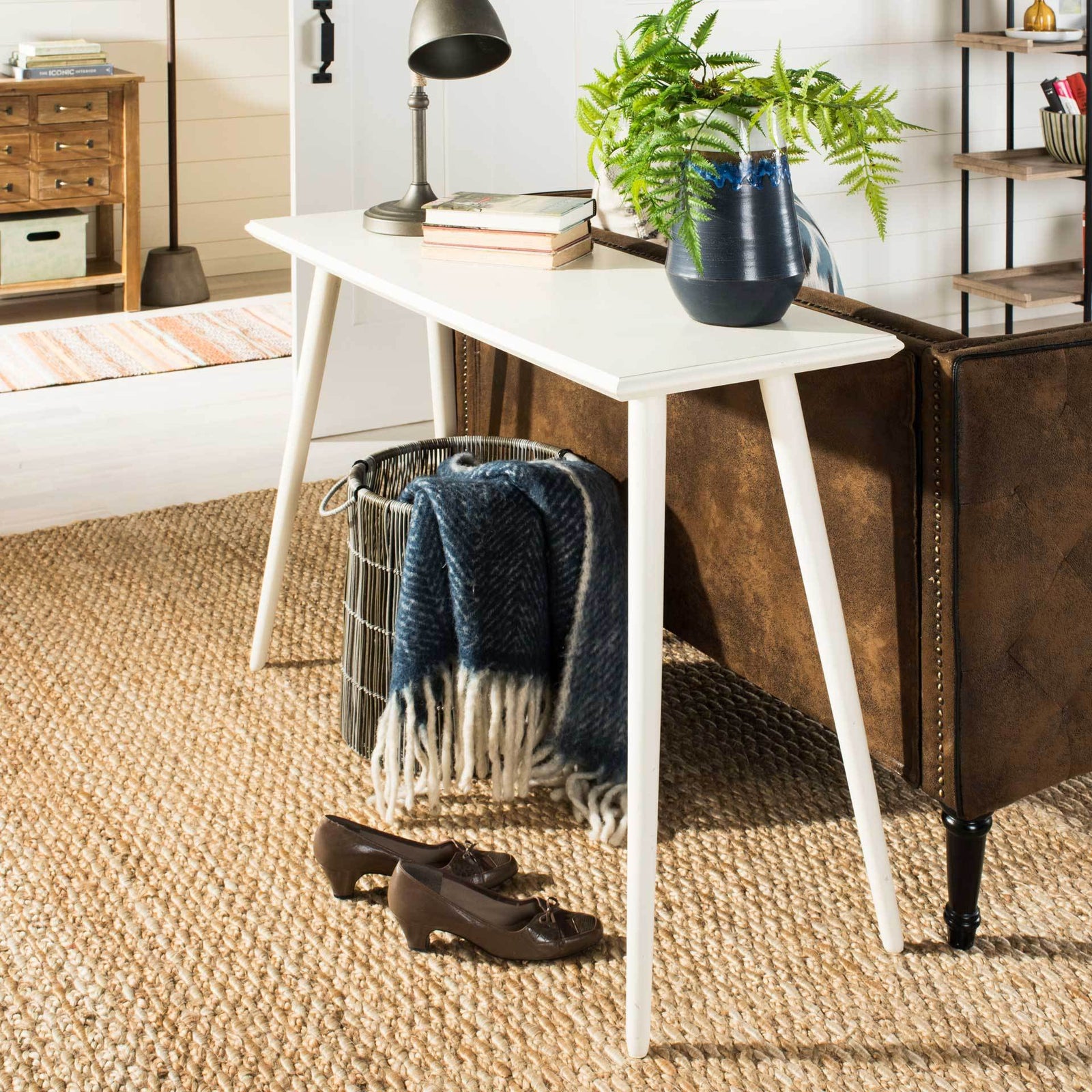 Mathew Console Table Distressed White