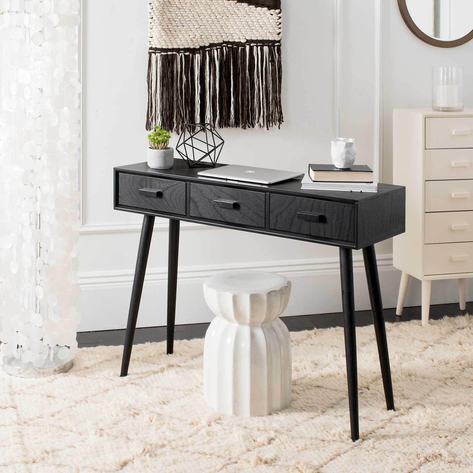 Alara 3 Drawer Console Table Black