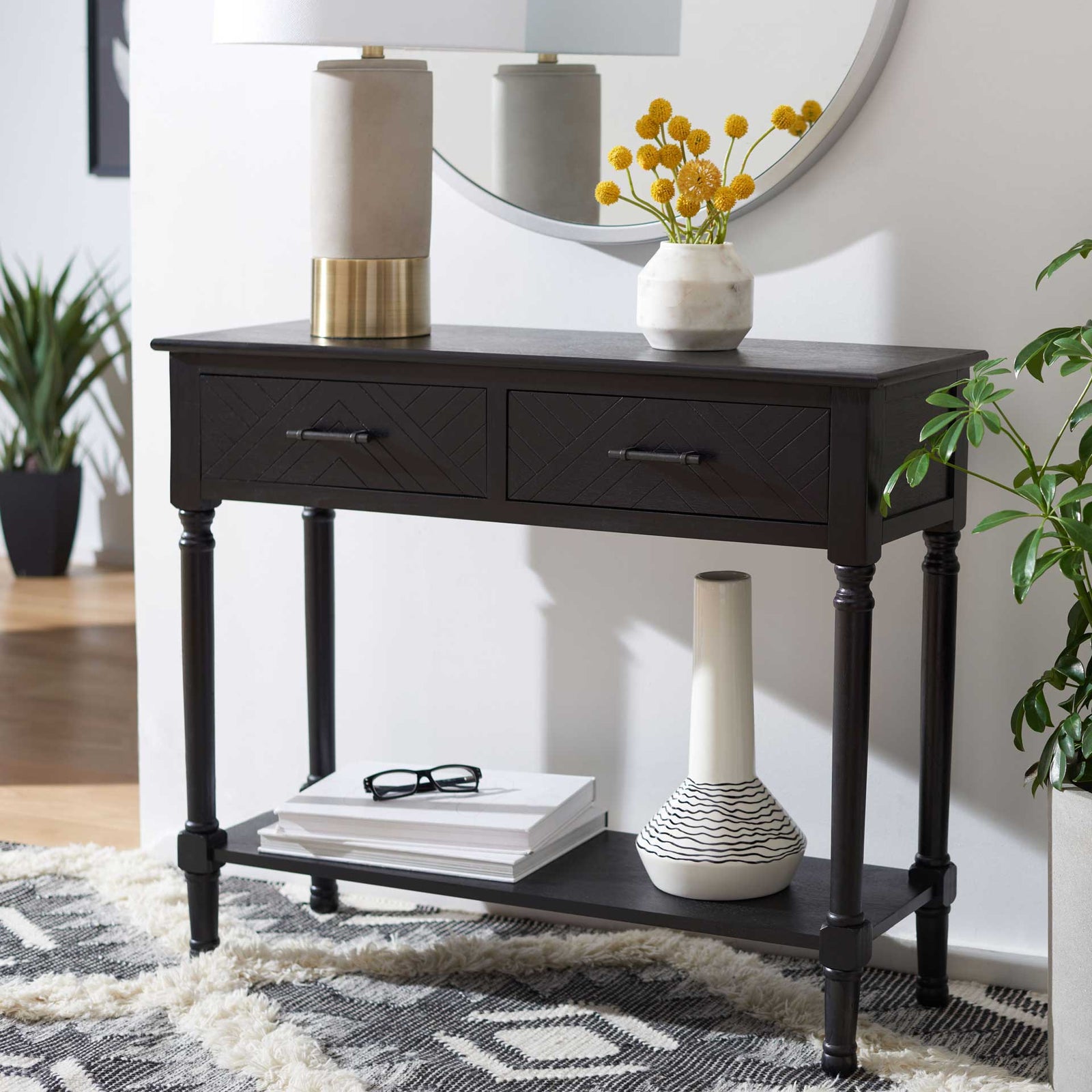 Pebbles 3 Drawer Console Table Black