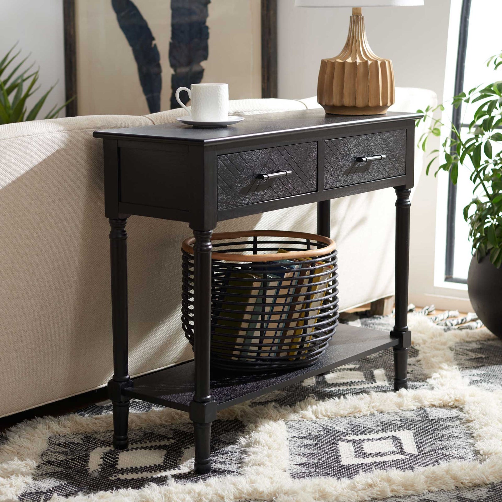 Pebbles 3 Drawer Console Table Black