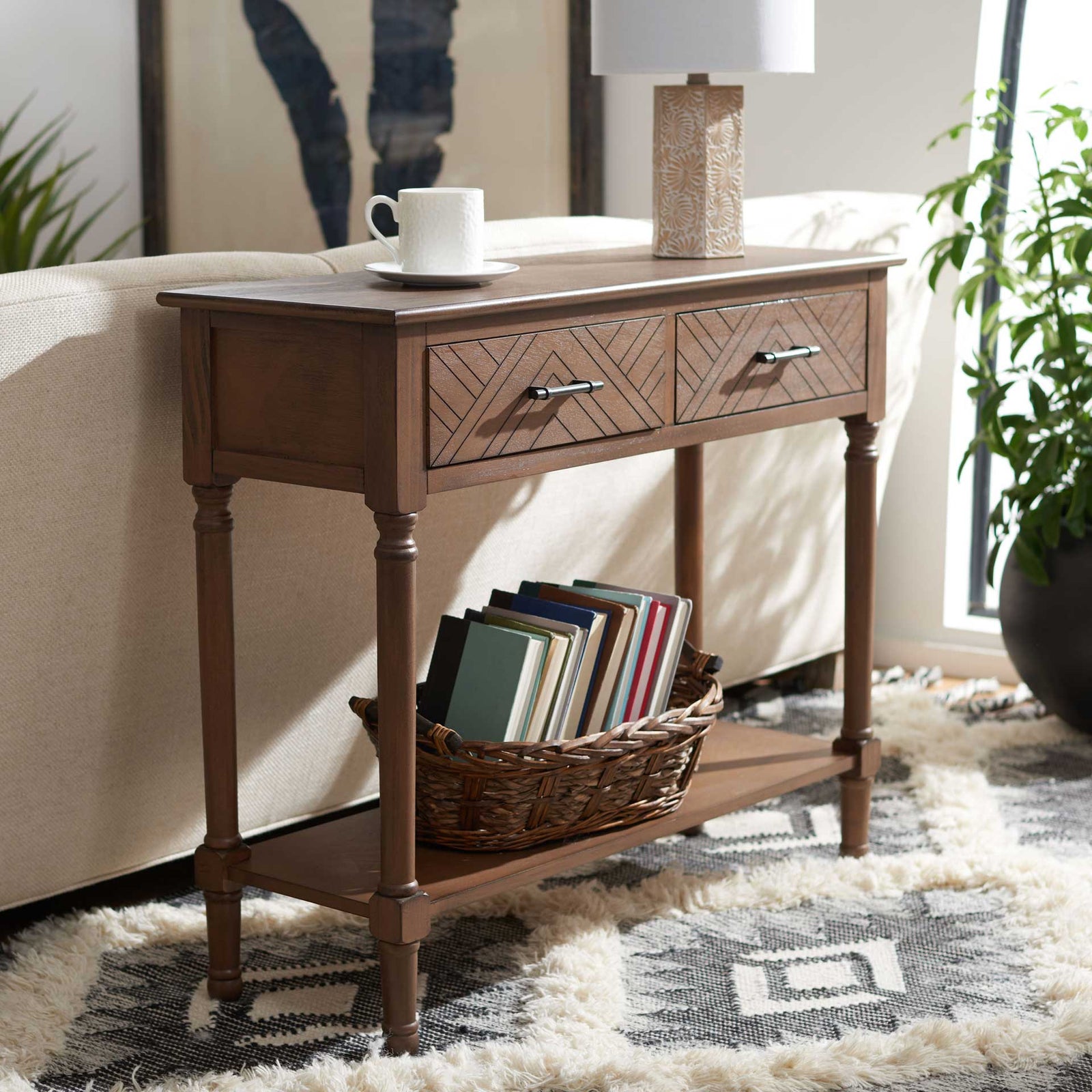 Pebbles 2 Drawer Console Table Brown