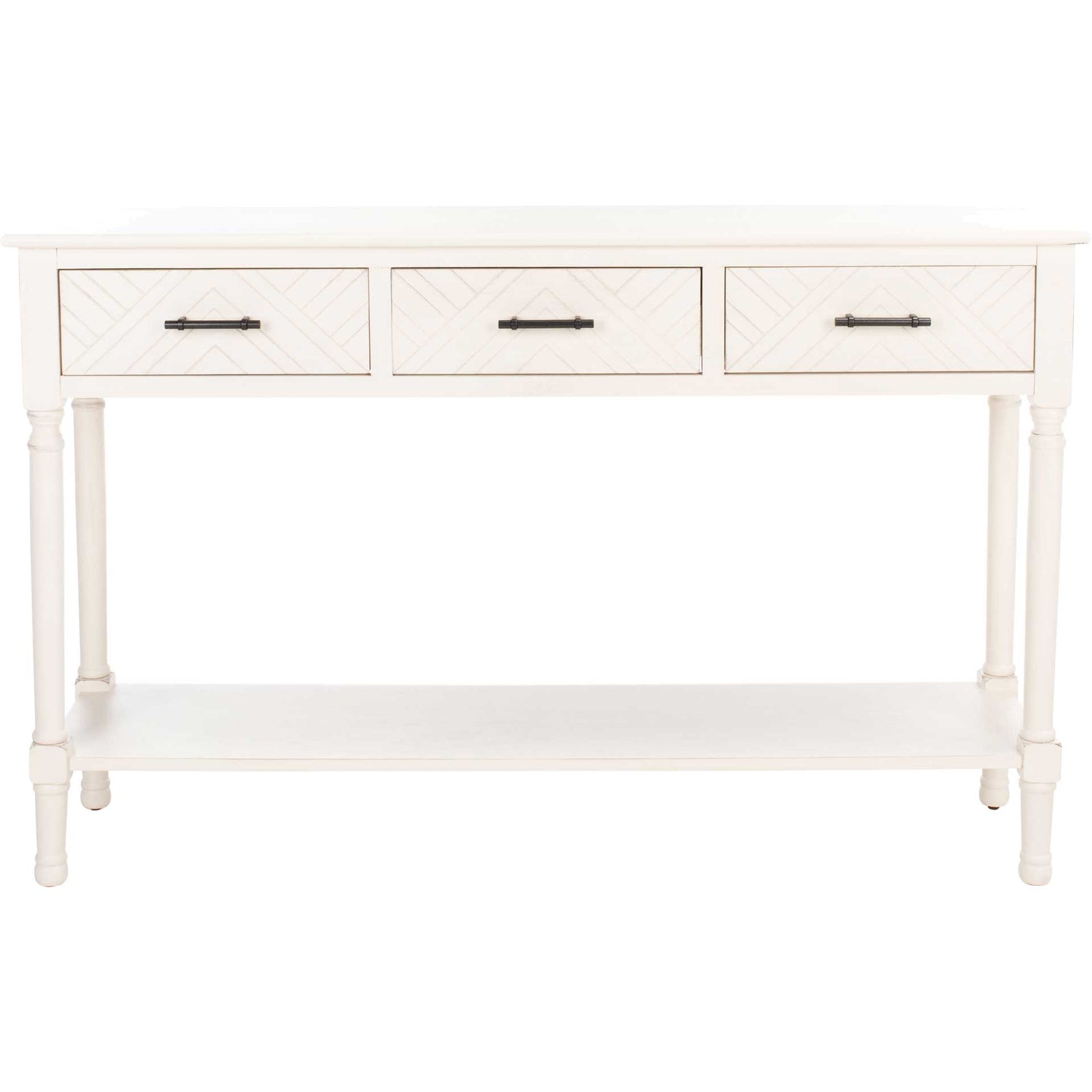 Pebbles 3 Drawer Console Table Distressed White