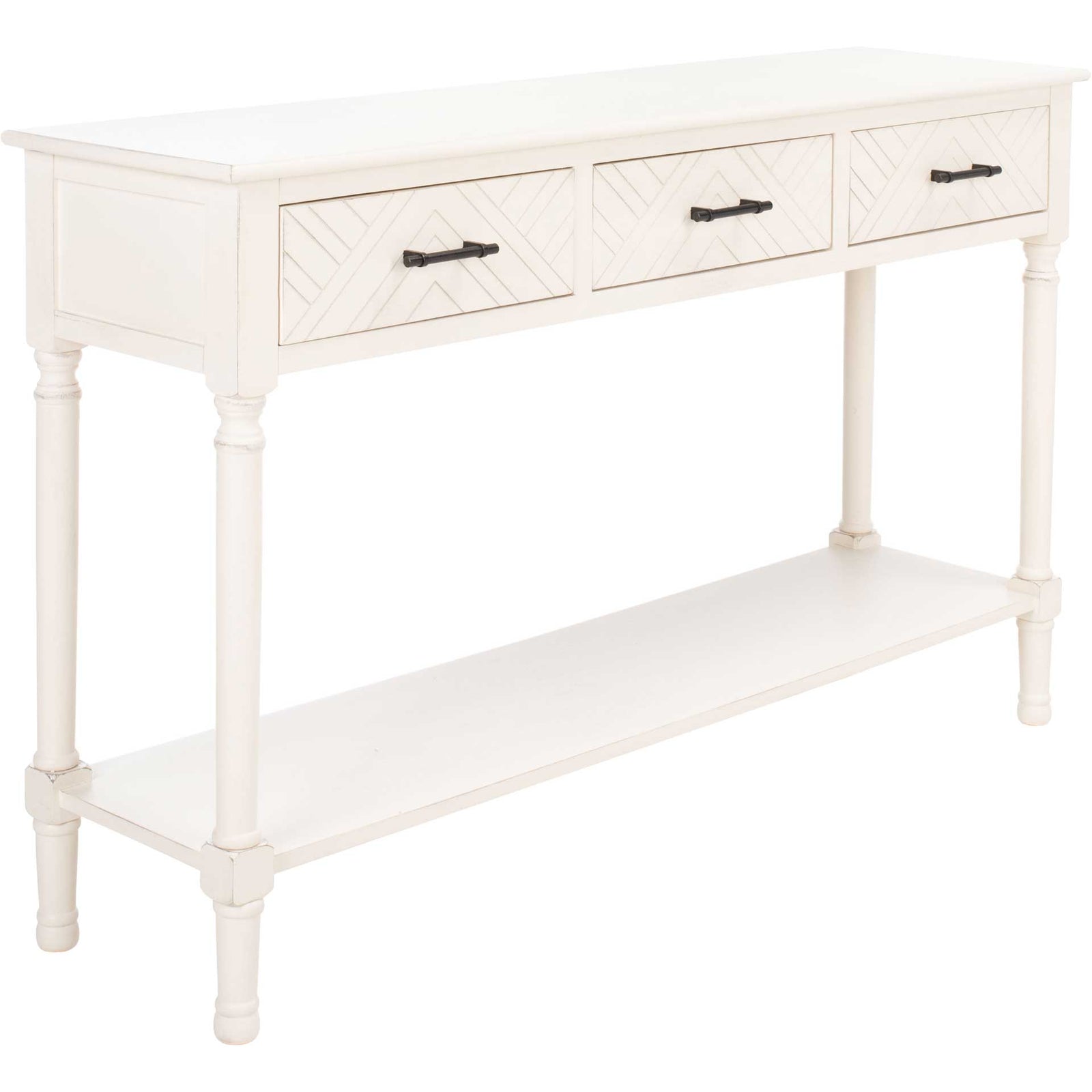 Pebbles 3 Drawer Console Table Distressed White