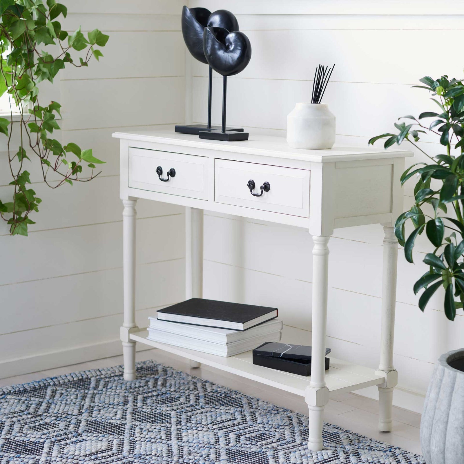 Providence 2 Drawer Console Table Distressed White