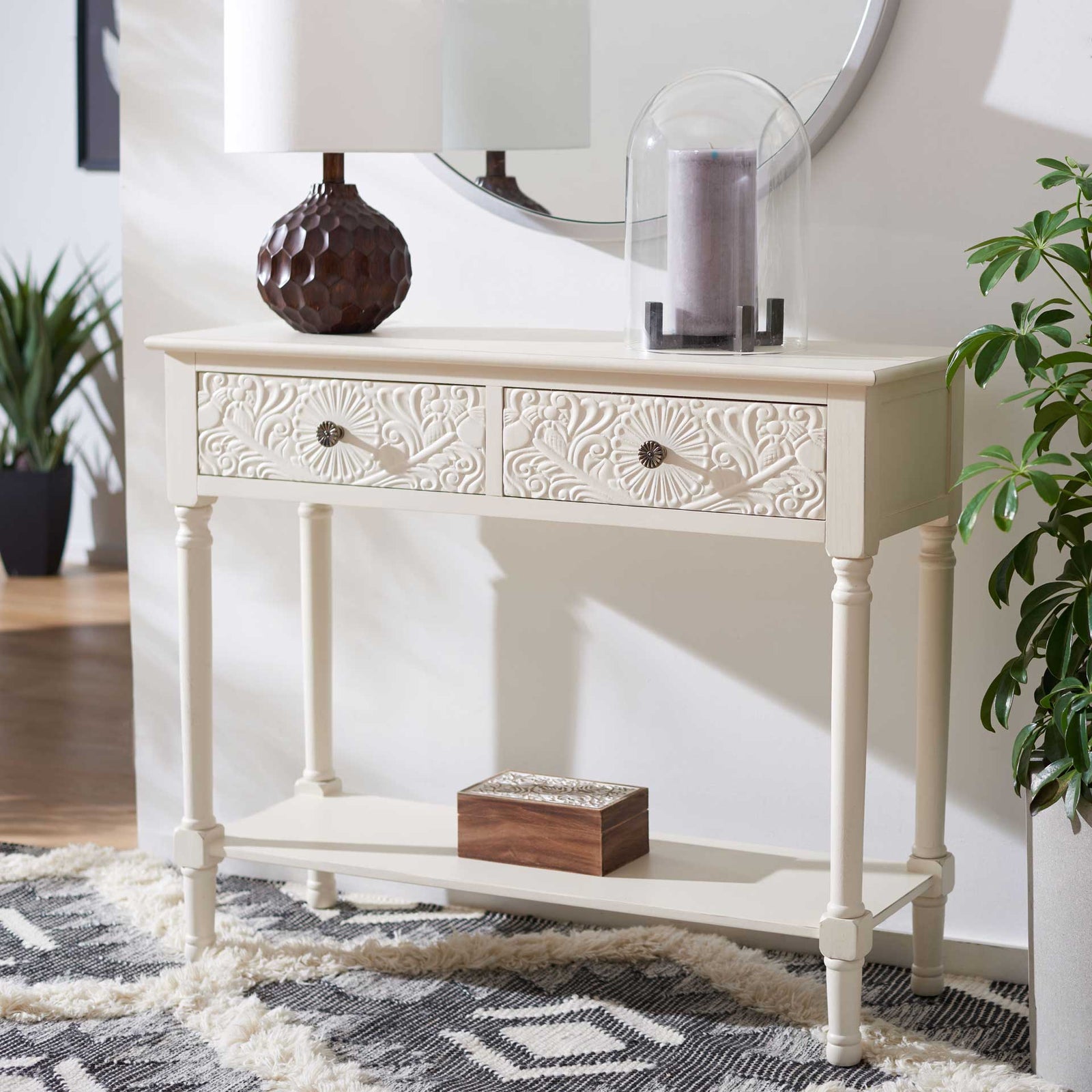 Jonco 2 Drawer Console Table Distressed White