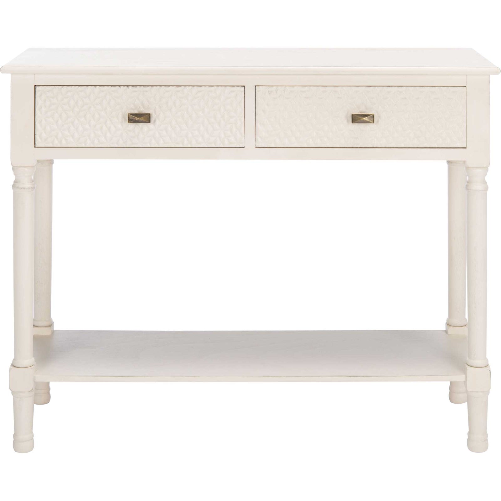 Haleigh 2 Drawer Console Table Distressed White